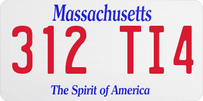 MA license plate 312TI4