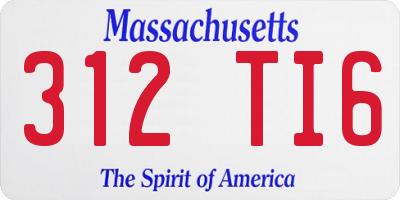MA license plate 312TI6