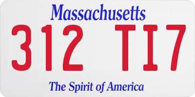 MA license plate 312TI7