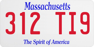 MA license plate 312TI9