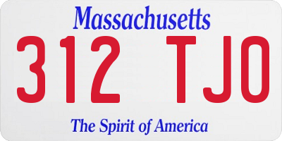 MA license plate 312TJ0