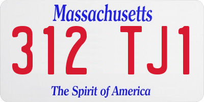 MA license plate 312TJ1