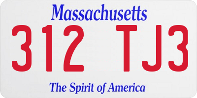 MA license plate 312TJ3