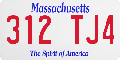 MA license plate 312TJ4