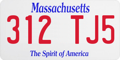 MA license plate 312TJ5