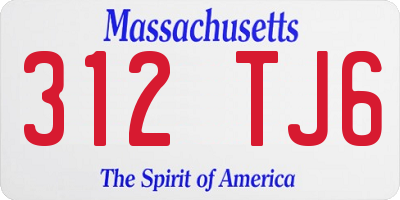 MA license plate 312TJ6