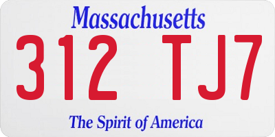 MA license plate 312TJ7