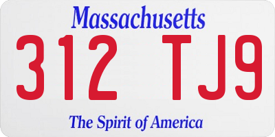 MA license plate 312TJ9