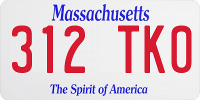 MA license plate 312TK0
