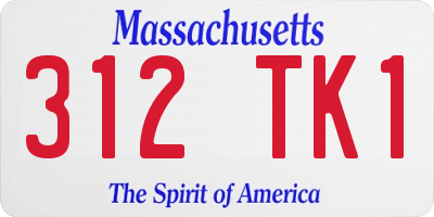 MA license plate 312TK1