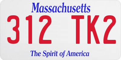 MA license plate 312TK2