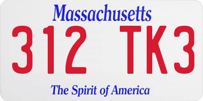 MA license plate 312TK3