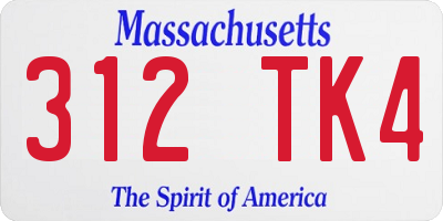 MA license plate 312TK4