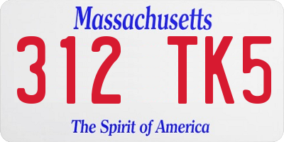 MA license plate 312TK5