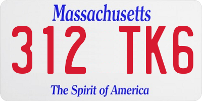 MA license plate 312TK6