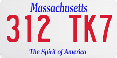 MA license plate 312TK7
