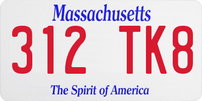 MA license plate 312TK8