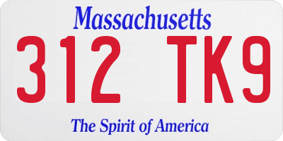 MA license plate 312TK9