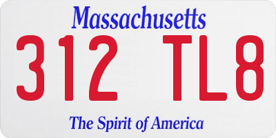 MA license plate 312TL8