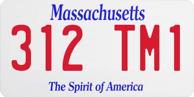 MA license plate 312TM1