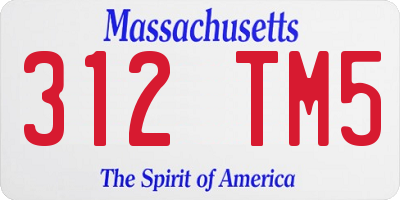 MA license plate 312TM5