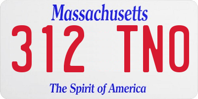 MA license plate 312TN0