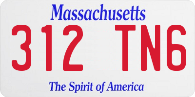 MA license plate 312TN6