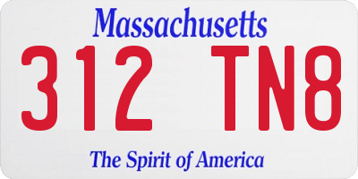 MA license plate 312TN8
