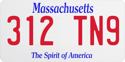 MA license plate 312TN9