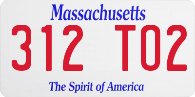 MA license plate 312TO2