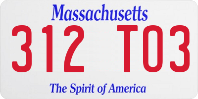 MA license plate 312TO3