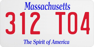 MA license plate 312TO4