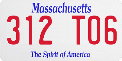 MA license plate 312TO6