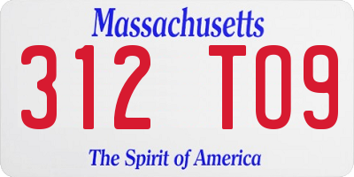 MA license plate 312TO9