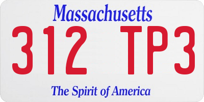 MA license plate 312TP3