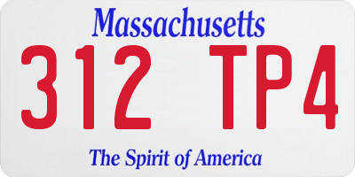 MA license plate 312TP4