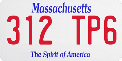 MA license plate 312TP6