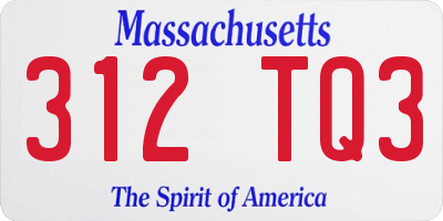 MA license plate 312TQ3