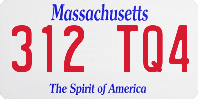 MA license plate 312TQ4