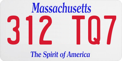 MA license plate 312TQ7