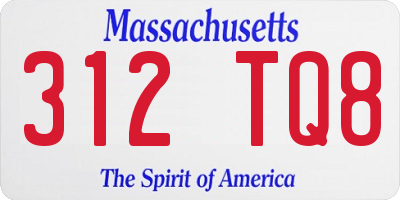 MA license plate 312TQ8