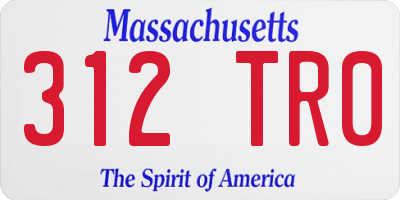 MA license plate 312TR0