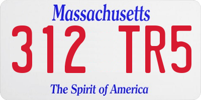 MA license plate 312TR5