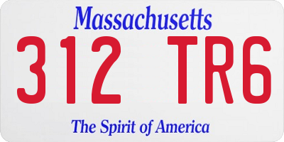 MA license plate 312TR6