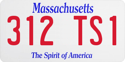 MA license plate 312TS1