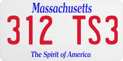MA license plate 312TS3