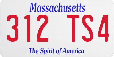 MA license plate 312TS4