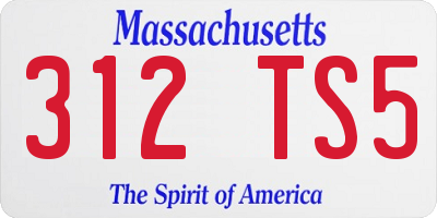 MA license plate 312TS5