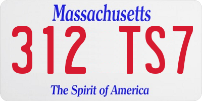 MA license plate 312TS7