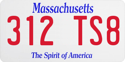 MA license plate 312TS8